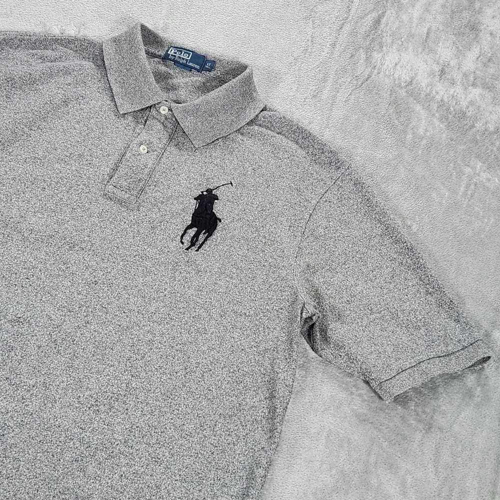 Polo Ralph Lauren Big Pony‎ 3 Polo Shirt Mens LT Gray Short Sleeve Collared Knit